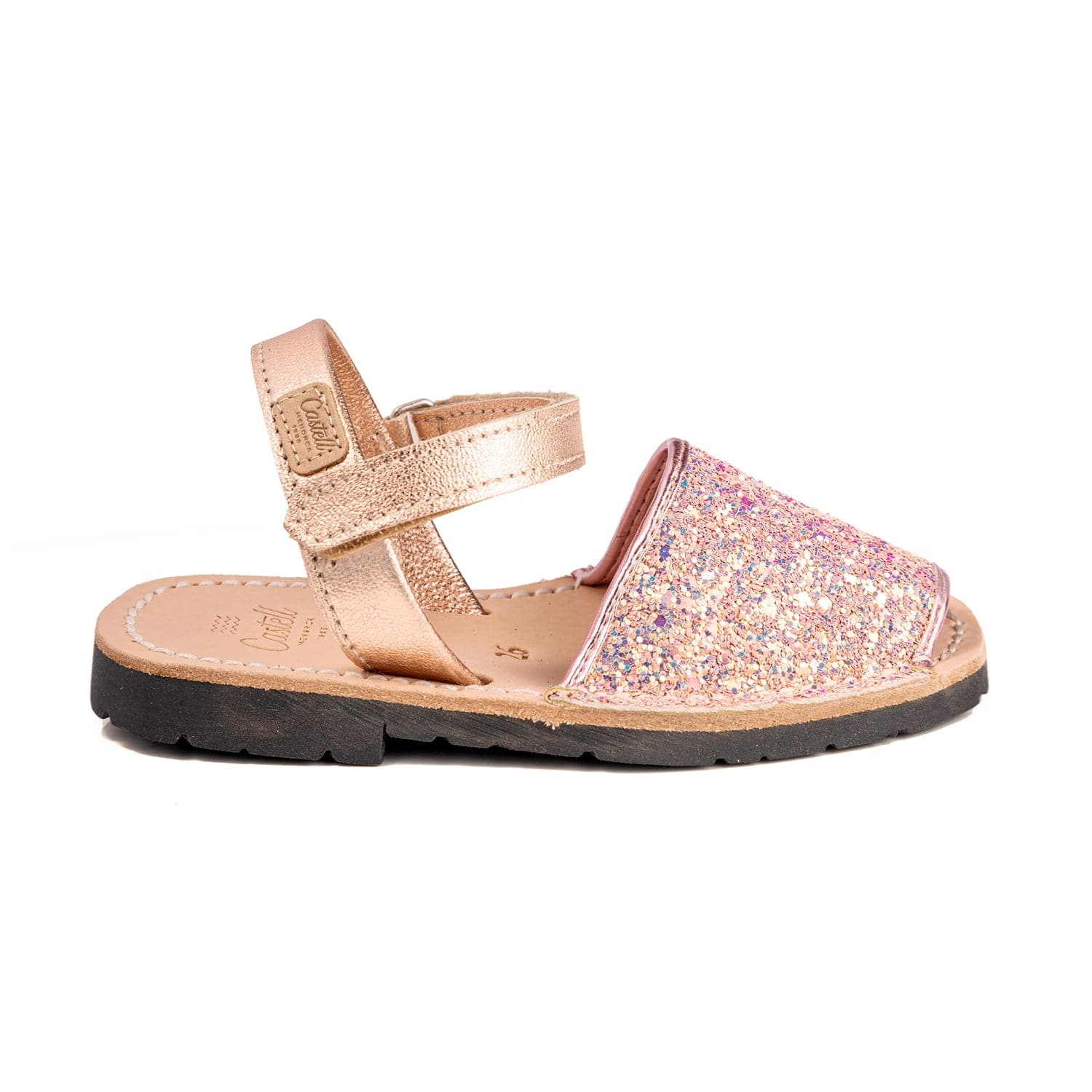 Kids Glitter Leather Open Toe Menorcan Sandal - Iker 1002R Glitter