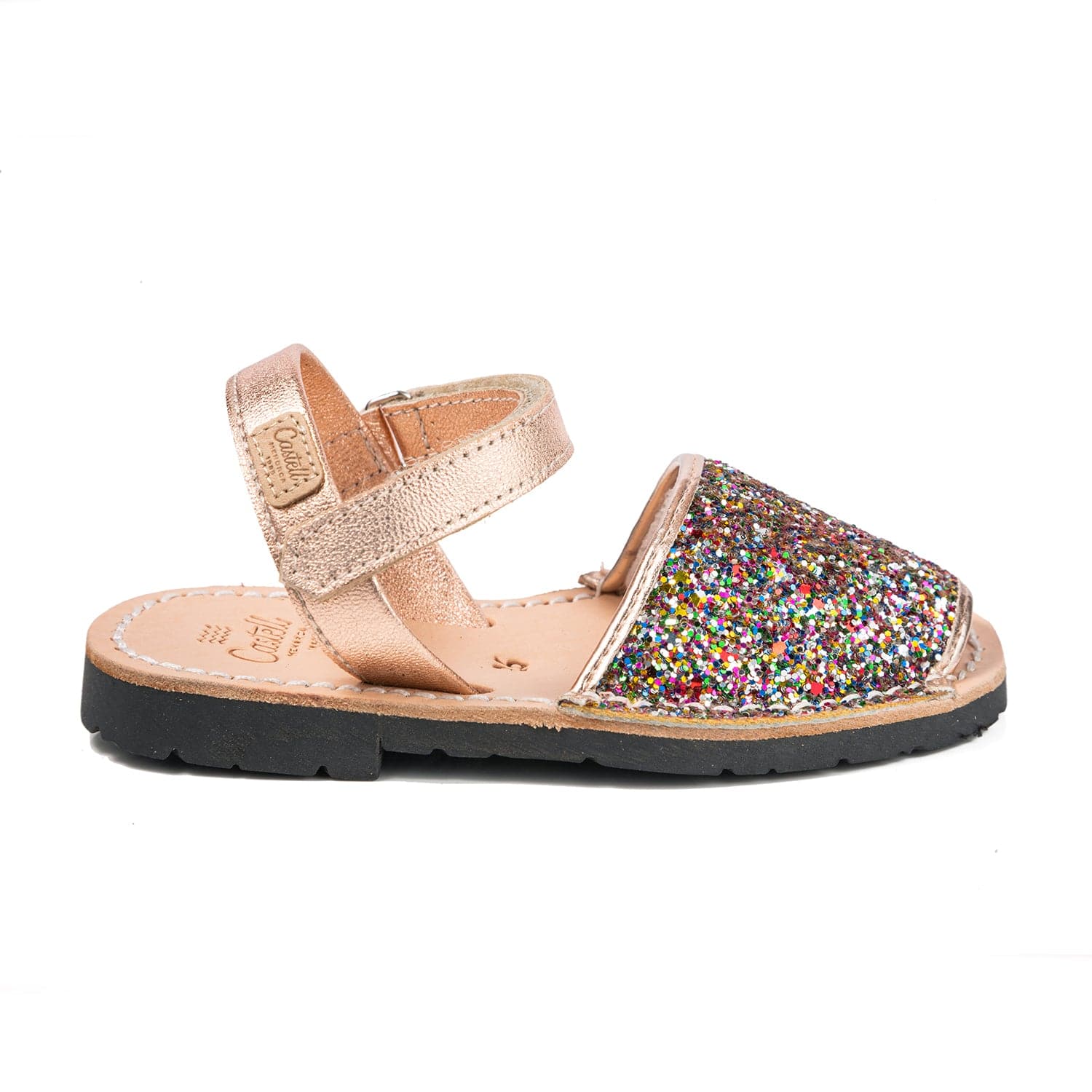 Kids Glitter Leather Open Toe Menorcan Sandal - Iker 1002R Glitter