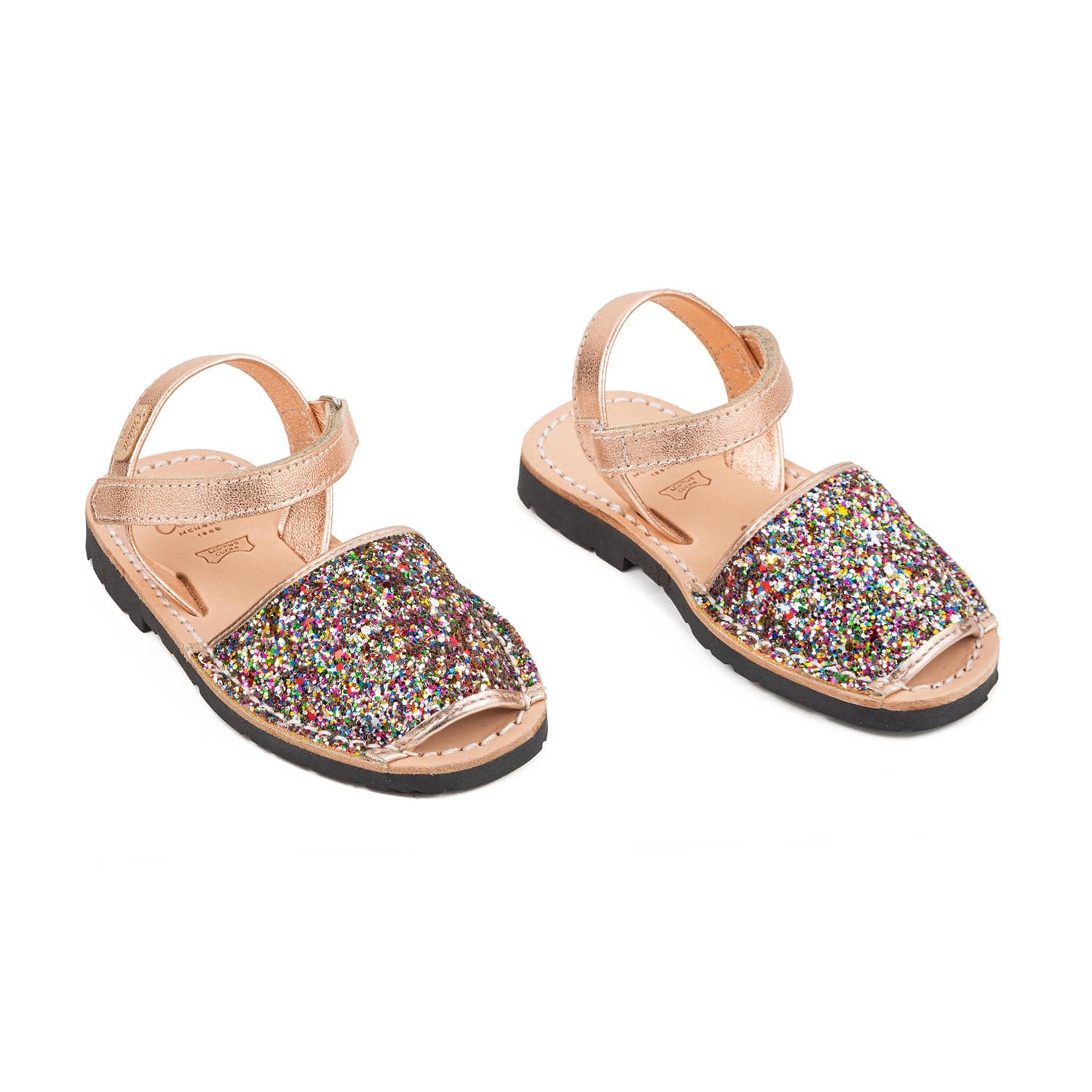 Kids Glitter Leather Open Toe Menorcan Sandal - Iker 1002R Glitter