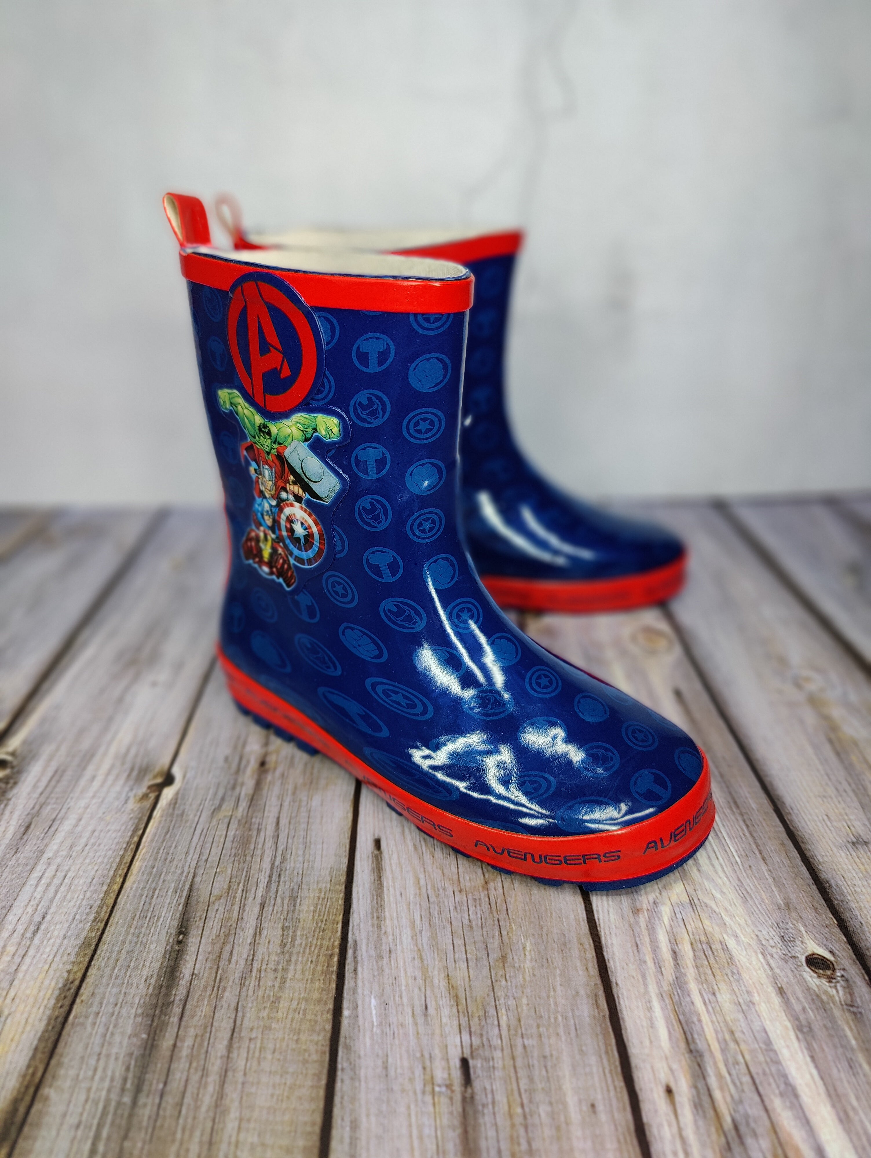 Kids Wellington Boots Avengers Blue/Red Boys/Girls 10-2.5