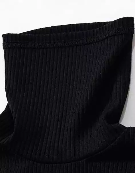 Knitted Turtleneck Long Black Dress