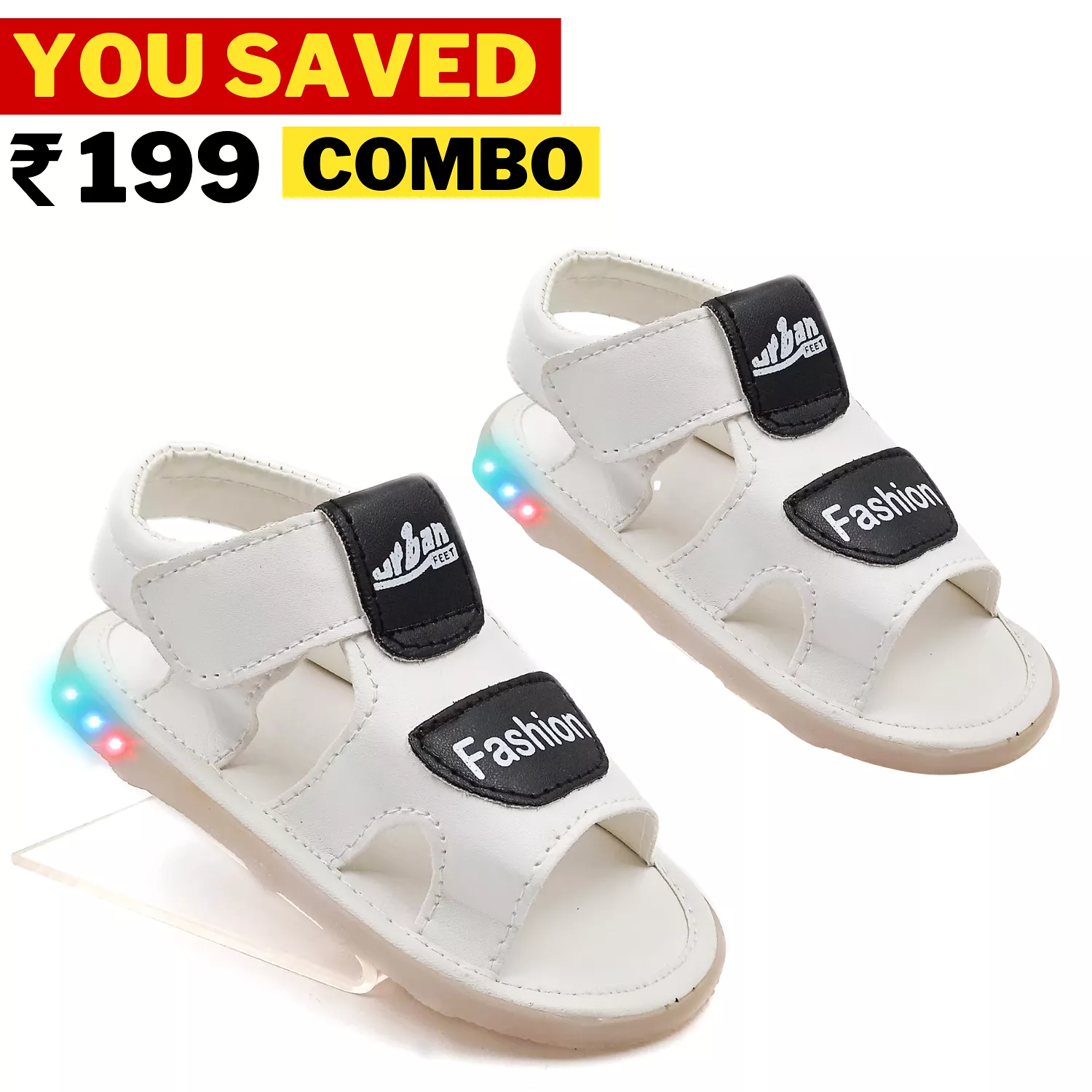 LED Floaters Sandals Combo - Black & White (2 Pack)