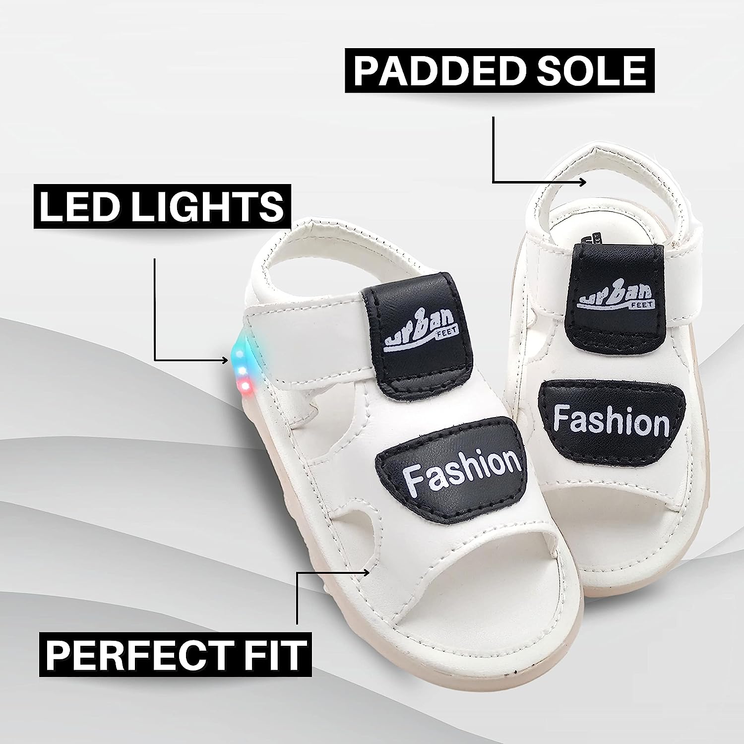 LED Floating Sandals - Black & White Combo, Quantity: 2