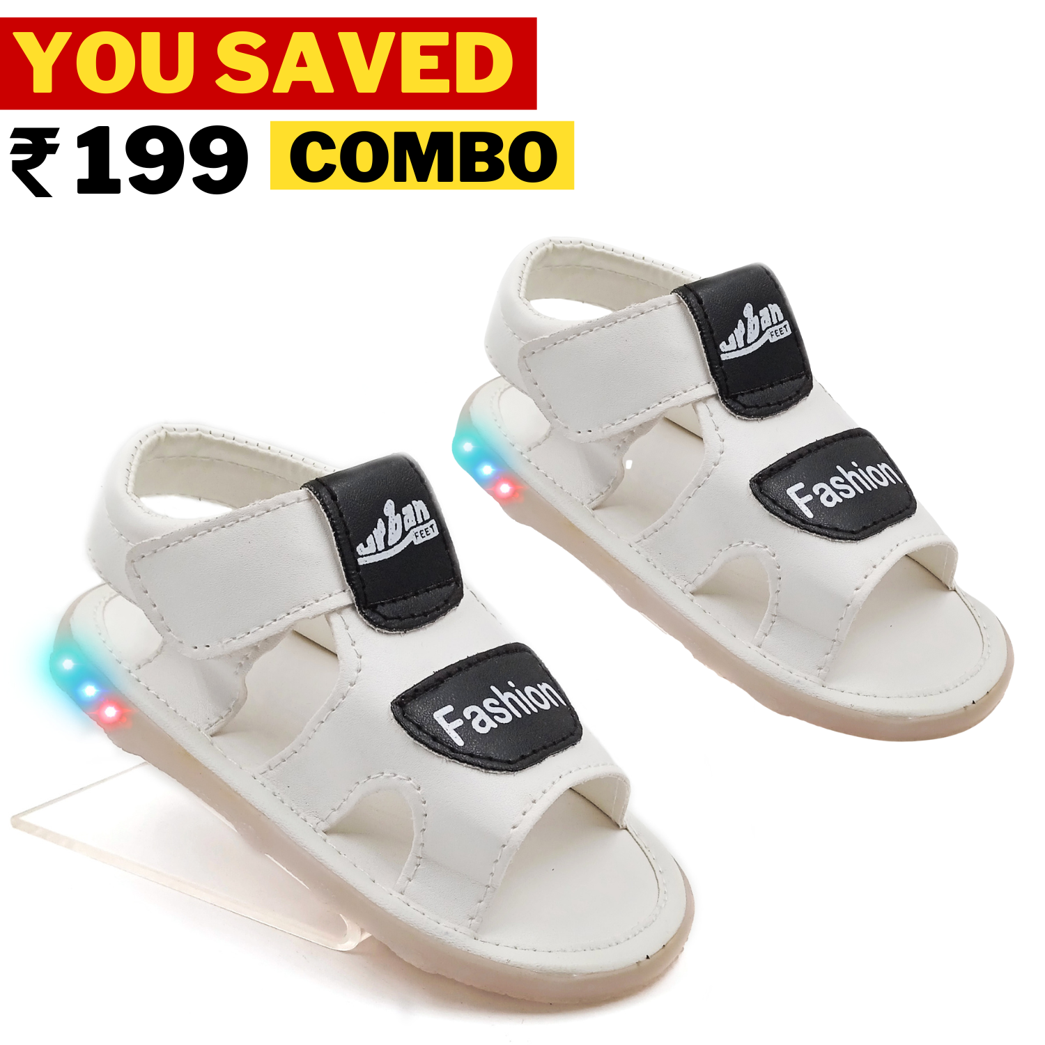 LED Floating Sandals - Black & White Combo, Quantity: 2