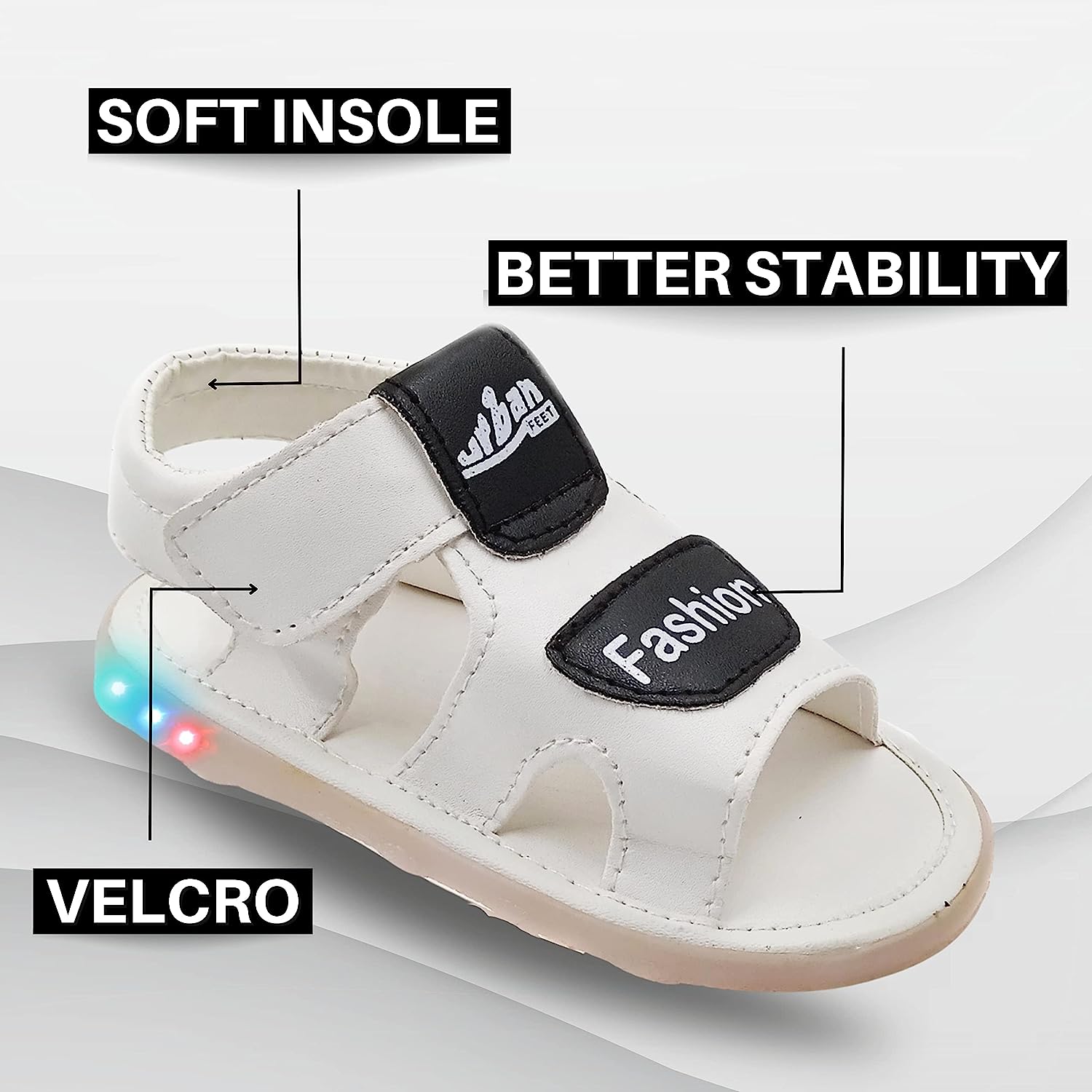 LED Floating Sandals - Black & White Combo, Quantity: 2