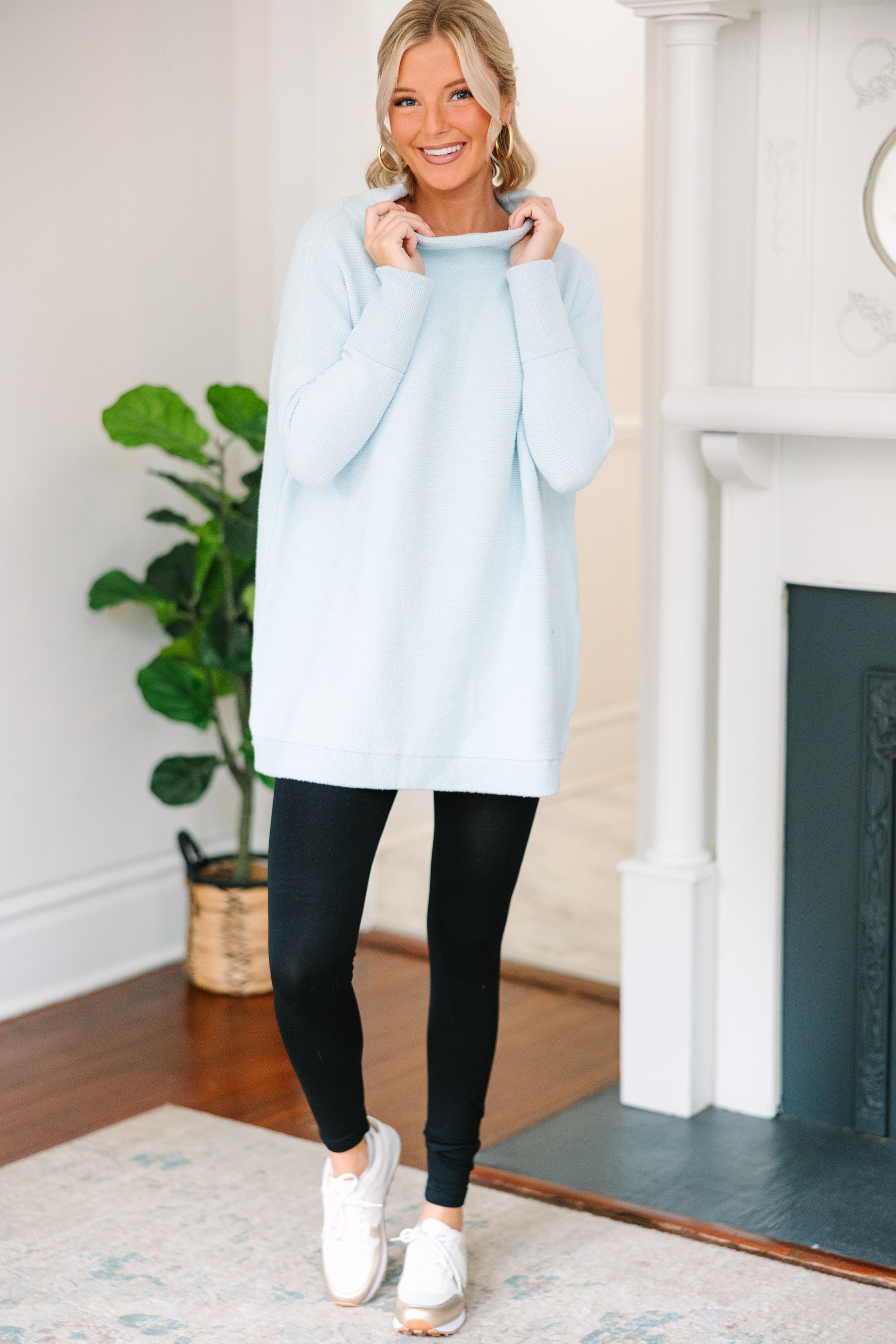 Light Blue Mock Neck Tunic