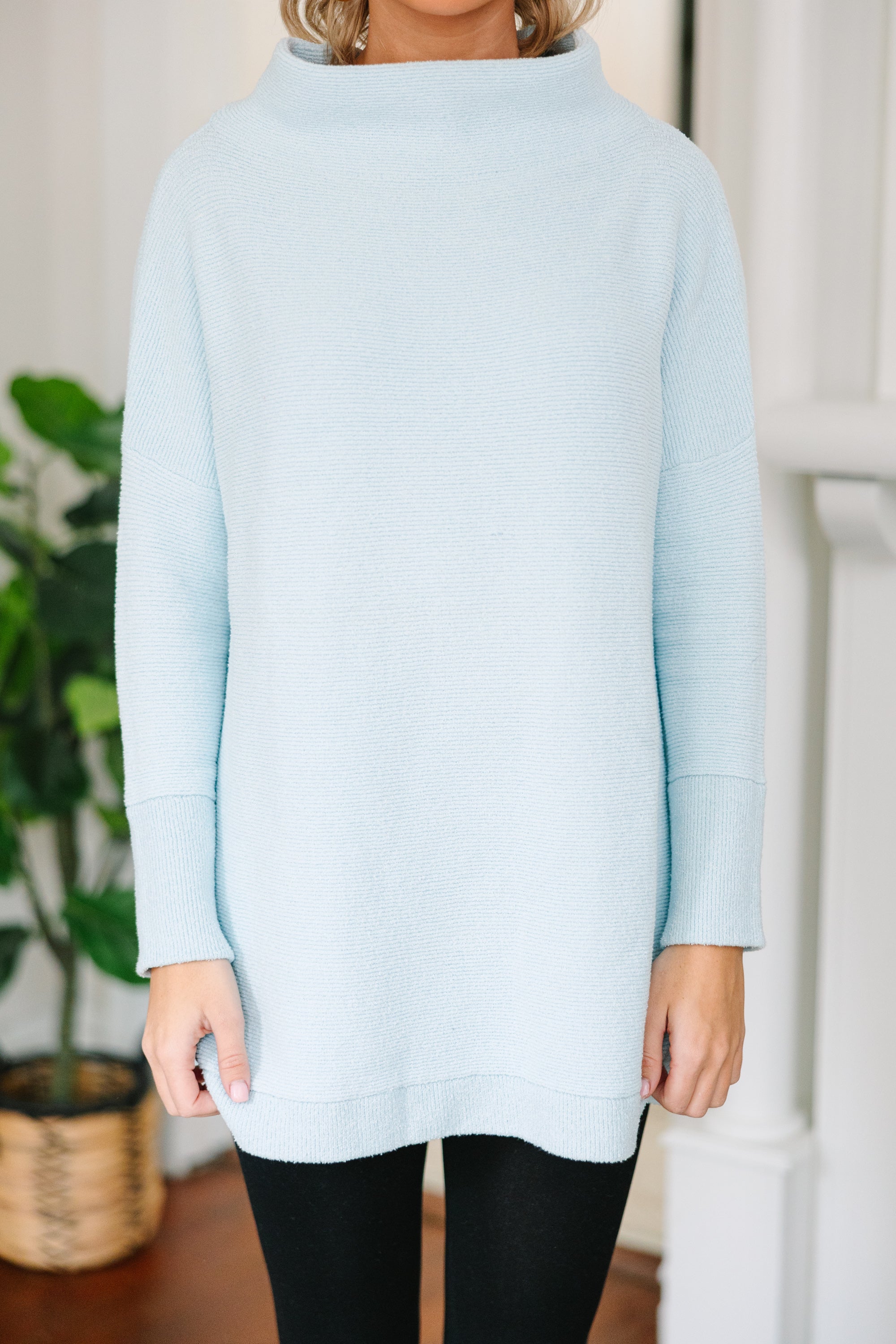 Light Blue Mock Neck Tunic