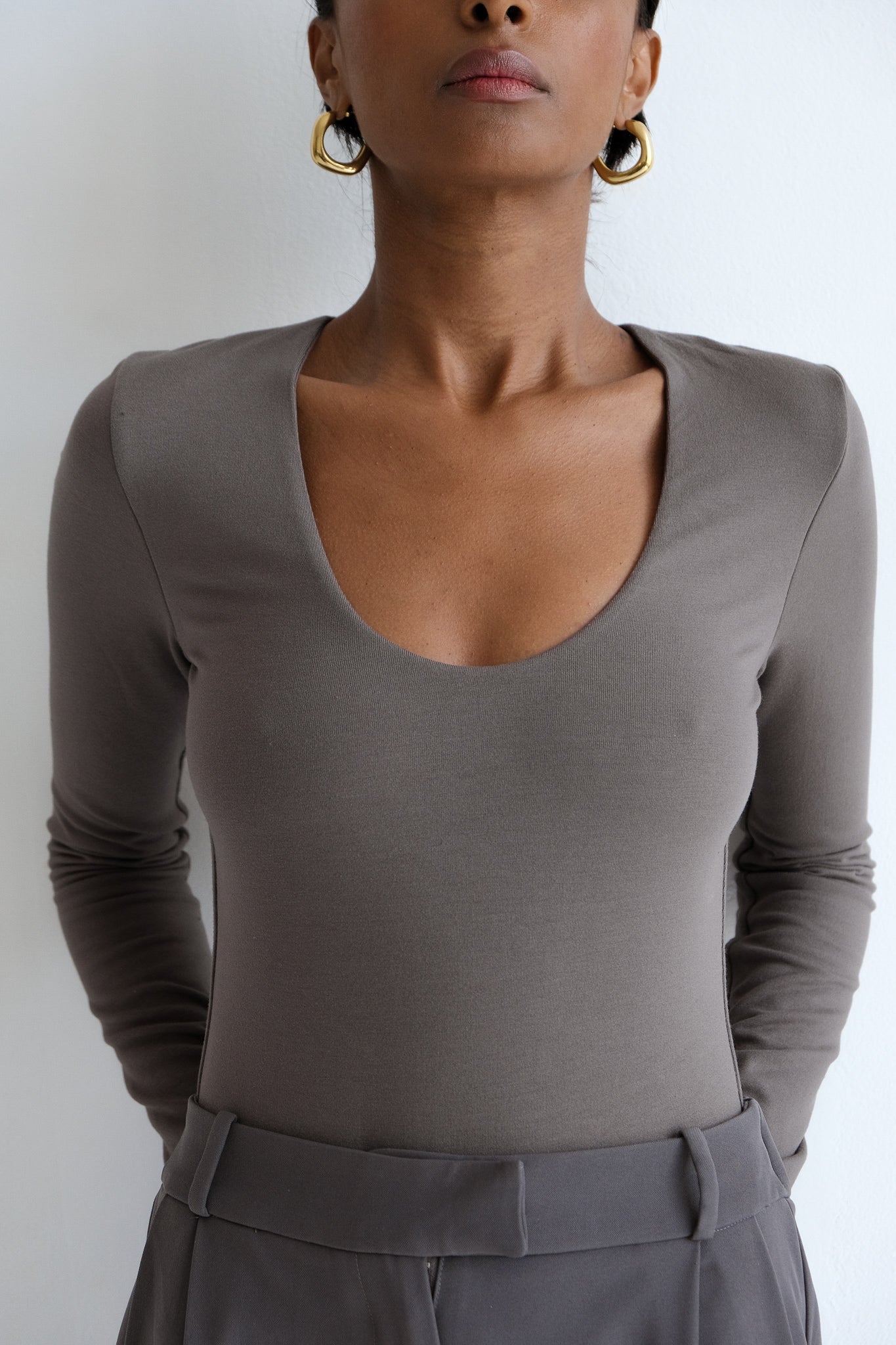 Long Sleeve Bodysuit with Scoop Neck - Shop Now