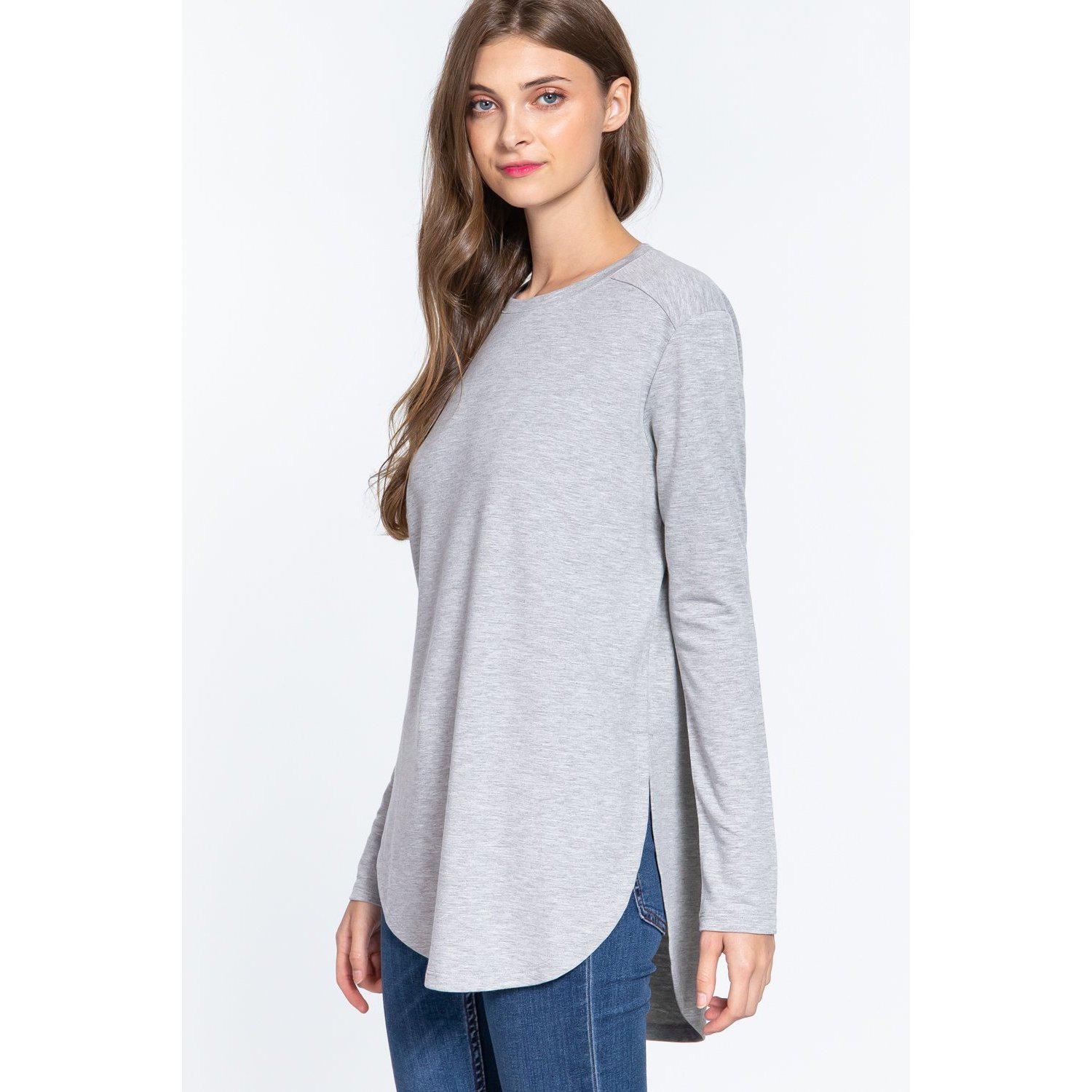 Long Sleeve Side Slit French Terry Tunic - Buy Online | Shop Now