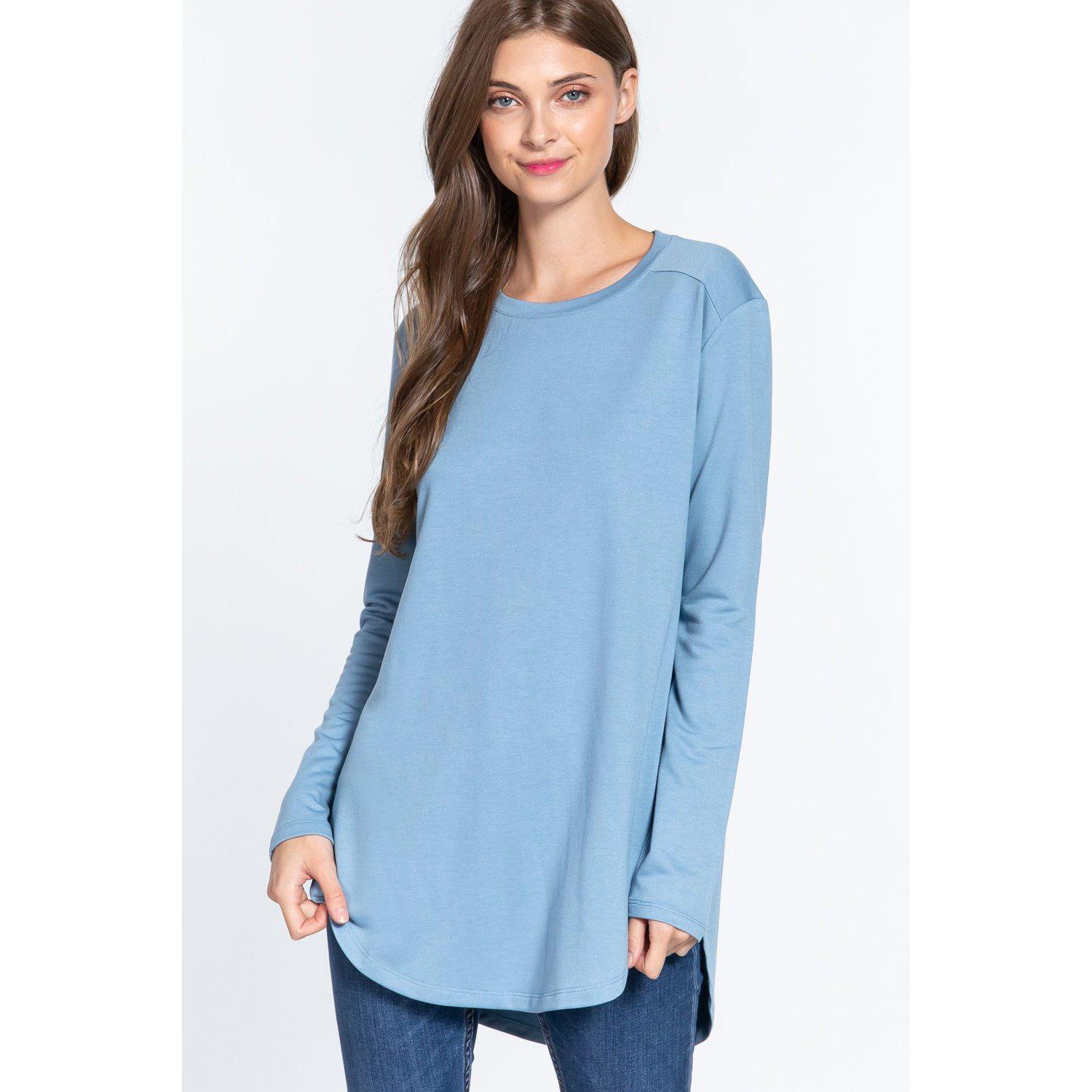 Long Sleeve Side Slit French Terry Tunic.