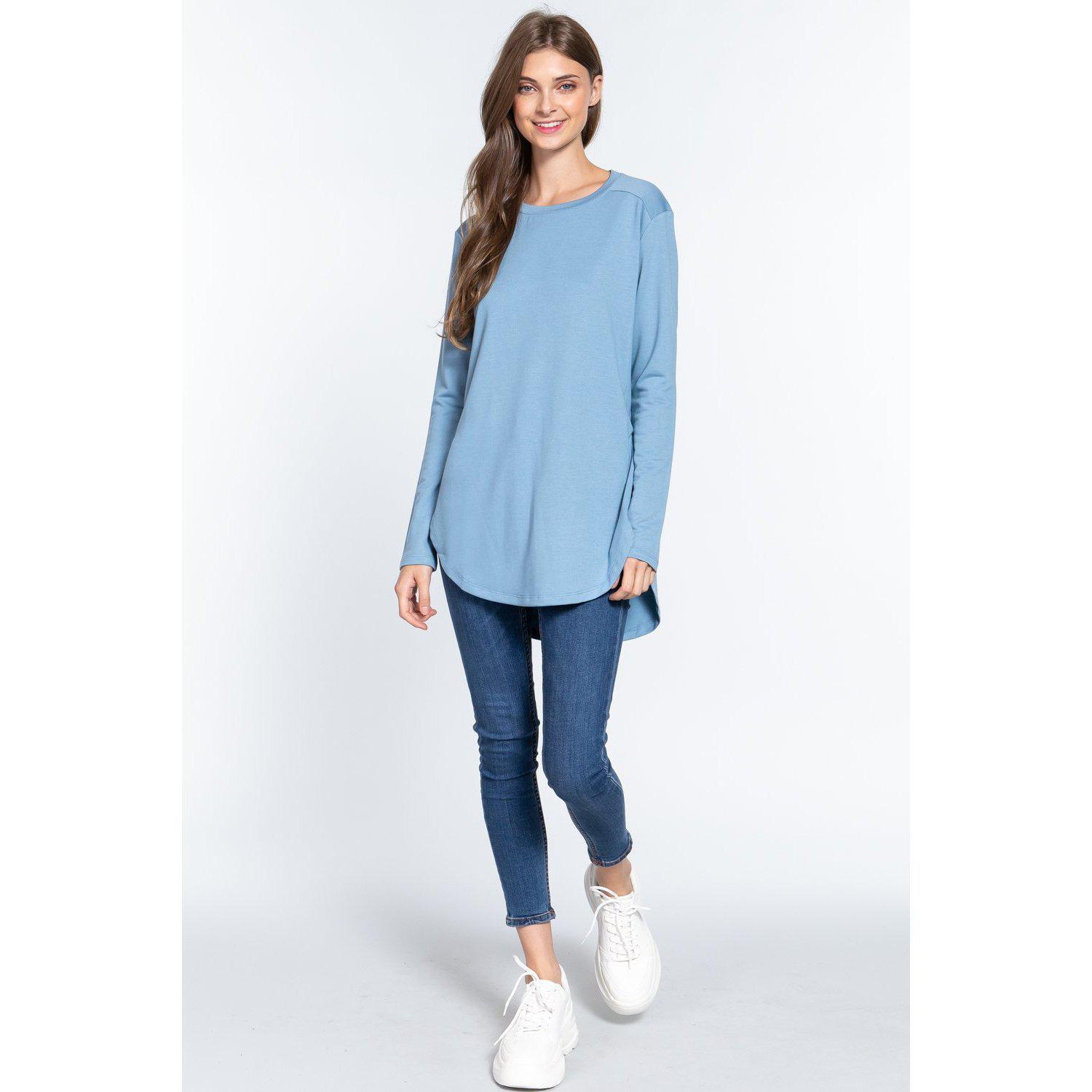 Long Sleeve Side Slit French Terry Tunic.