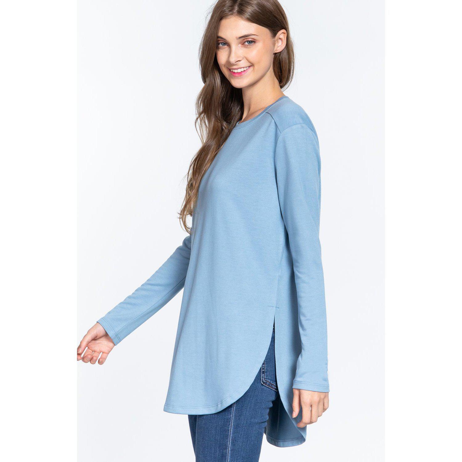 Long Sleeve Side Slit French Terry Tunic.