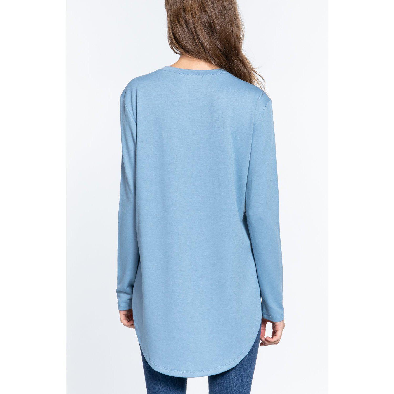 Long Sleeve Side Slit French Terry Tunic.