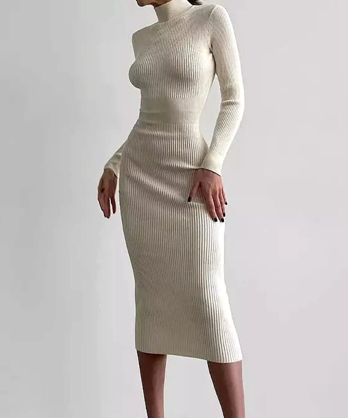 Long Sleeve Slim Midi Dress