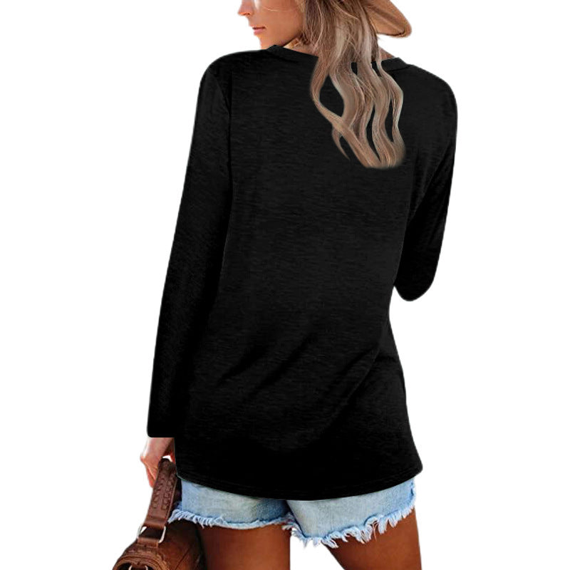 Long Sleeve V-Neck Tunic Top for Casual Wear - Haute Edition