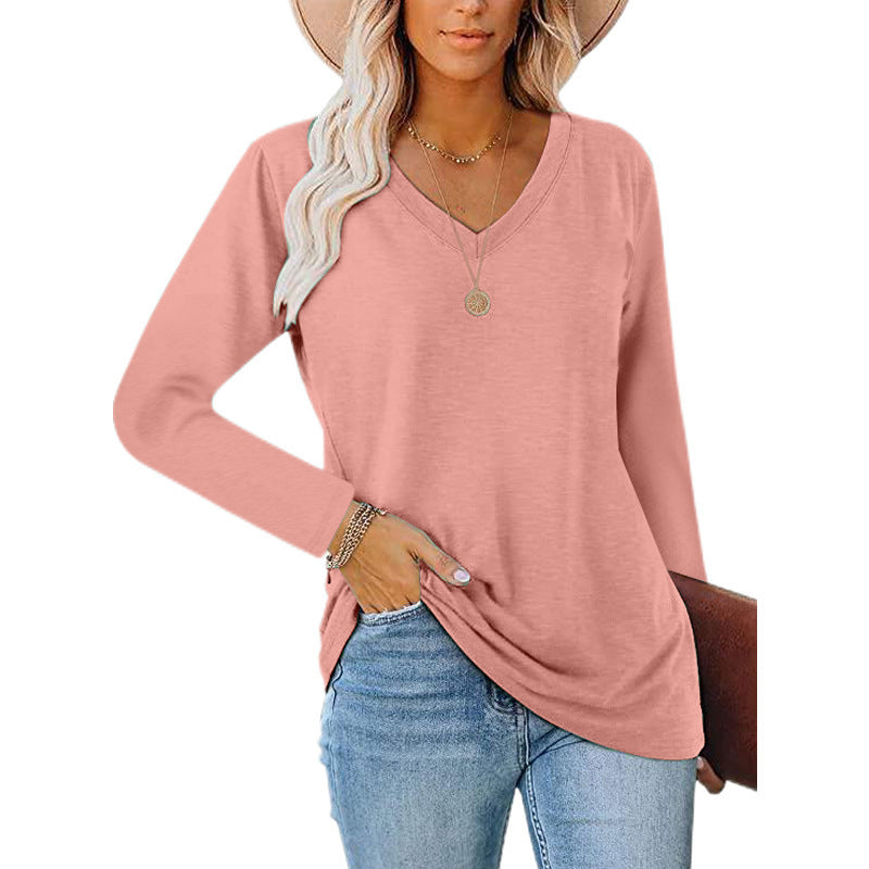 Long Sleeve V-Neck Tunic Top for Casual Wear - Haute Edition