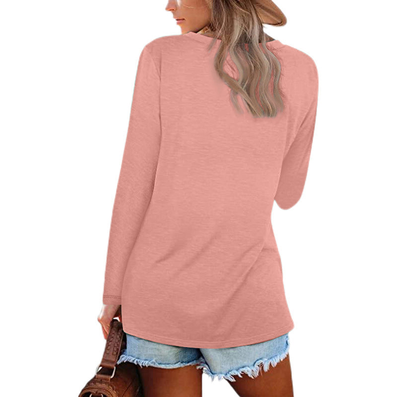 Long Sleeve V-Neck Tunic Top for Casual Wear - Haute Edition