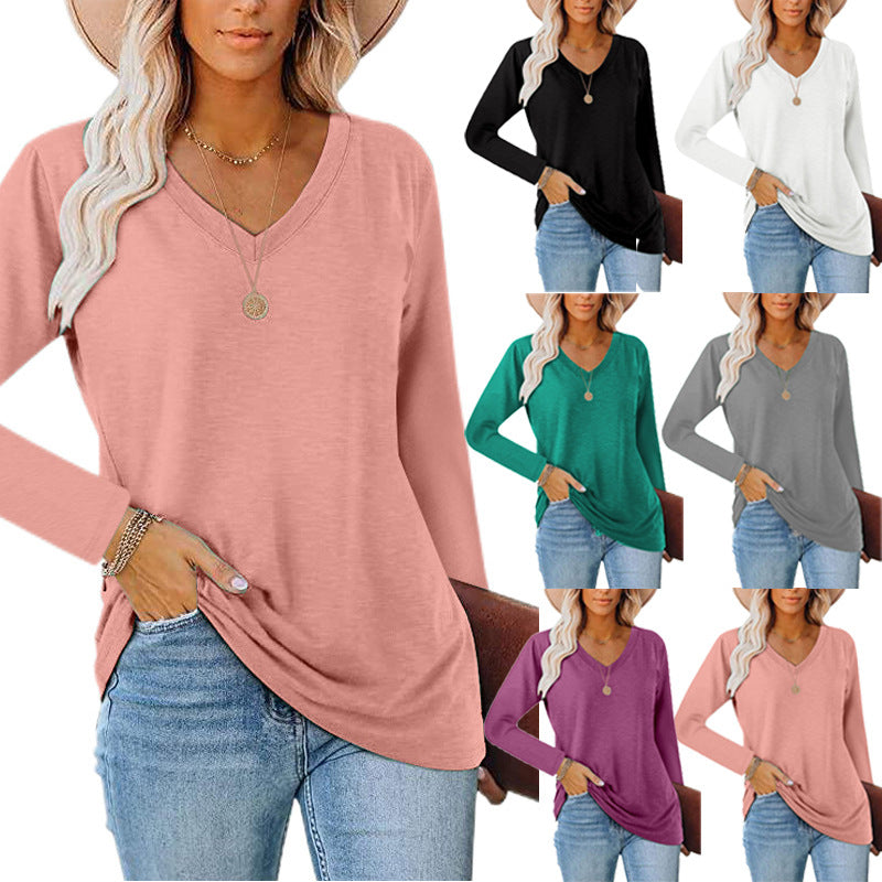 Long Sleeve V-Neck Tunic Top for Casual Wear - Haute Edition