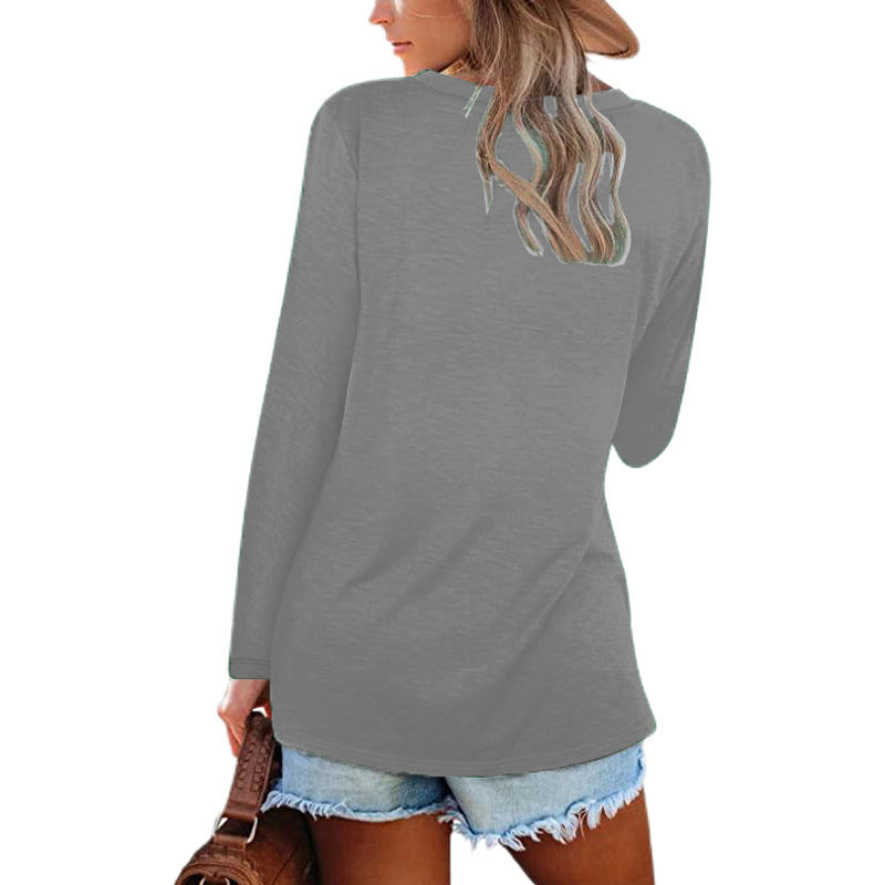 Long Sleeve V-Neck Tunic Top for Casual Wear - Haute Edition