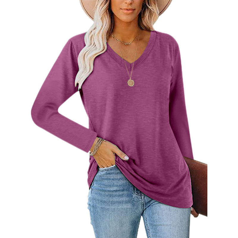 Long Sleeve V-Neck Tunic Top for Casual Wear - Haute Edition