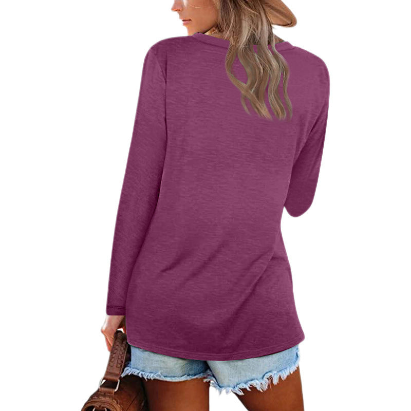 Long Sleeve V-Neck Tunic Top for Casual Wear - Haute Edition