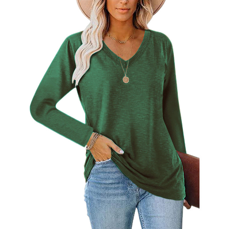 Long Sleeve V-Neck Tunic Top for Casual Wear - Haute Edition