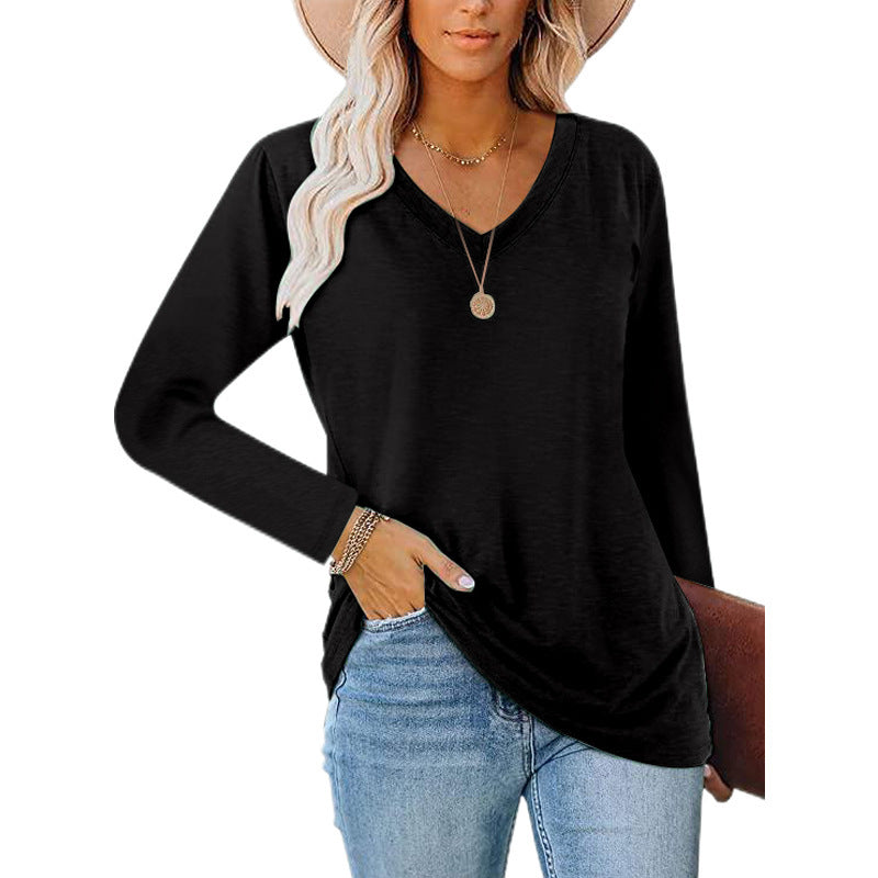 Long Sleeve V-Neck Tunic Top for Casual Wear - Haute Edition