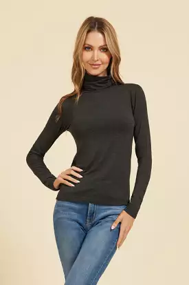 Long Sleeve Viscose Turtleneck - Anthracite