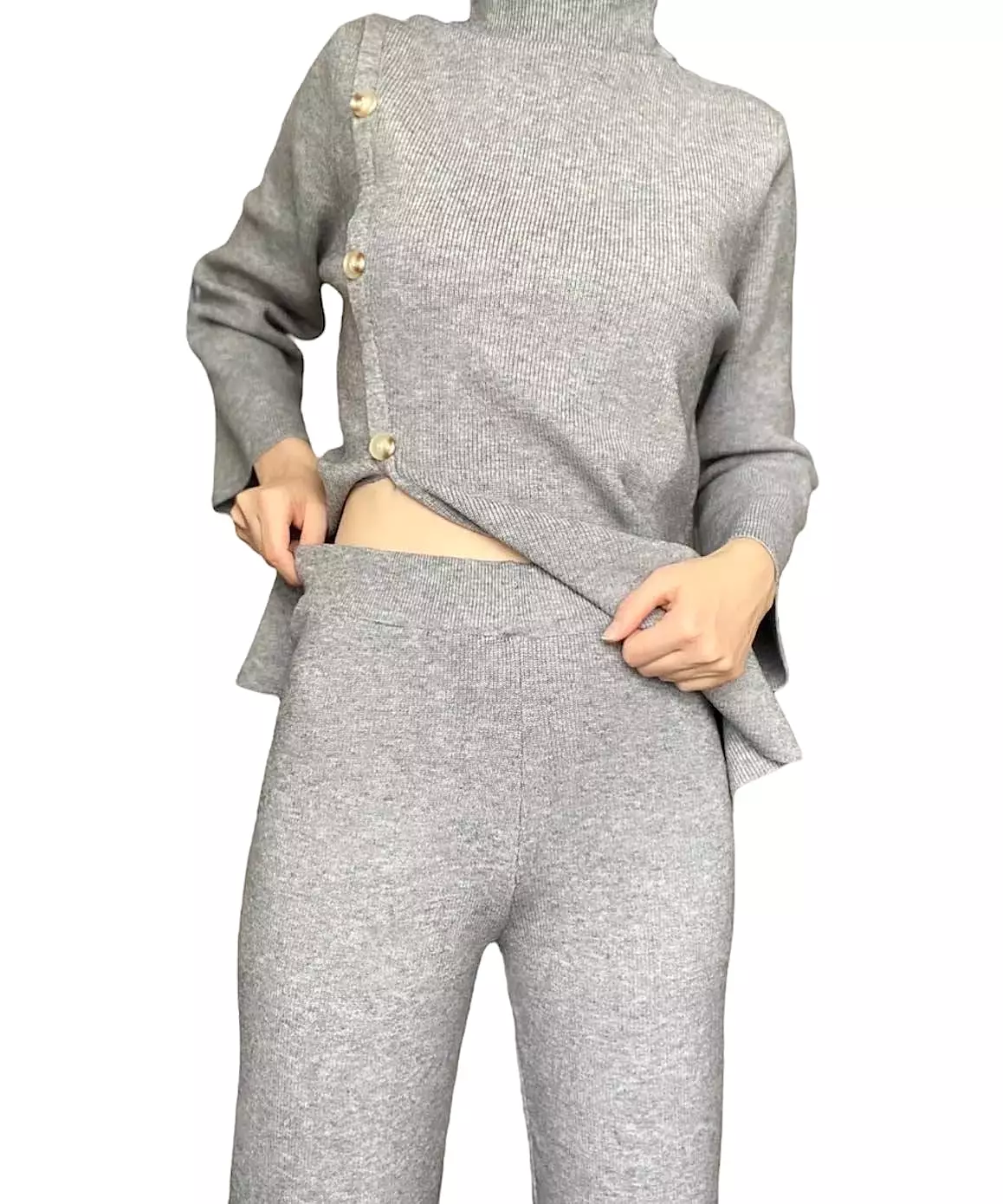 Long Turtleneck Top and Cropped Pants Set - Shop Now