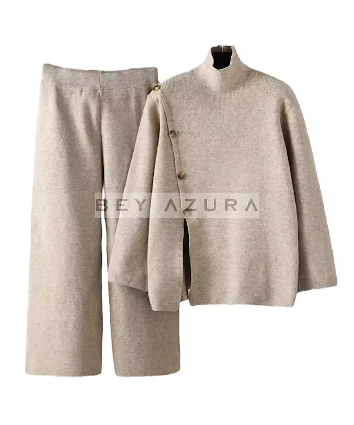 Long Turtleneck Top and Cropped Pants Set - Shop Now