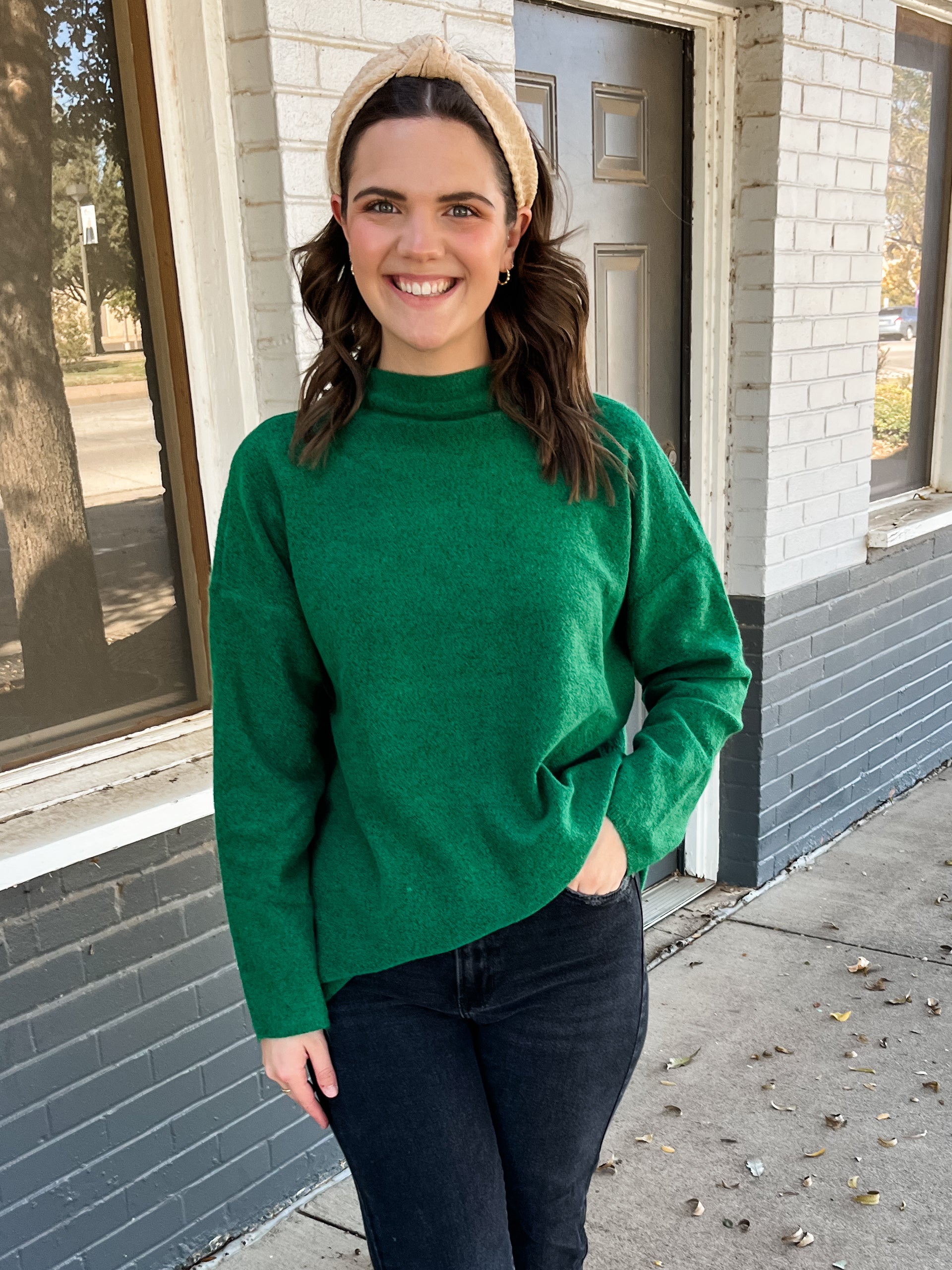 Loose Fit Tunic Sweater- Kelly Green - Buy Now