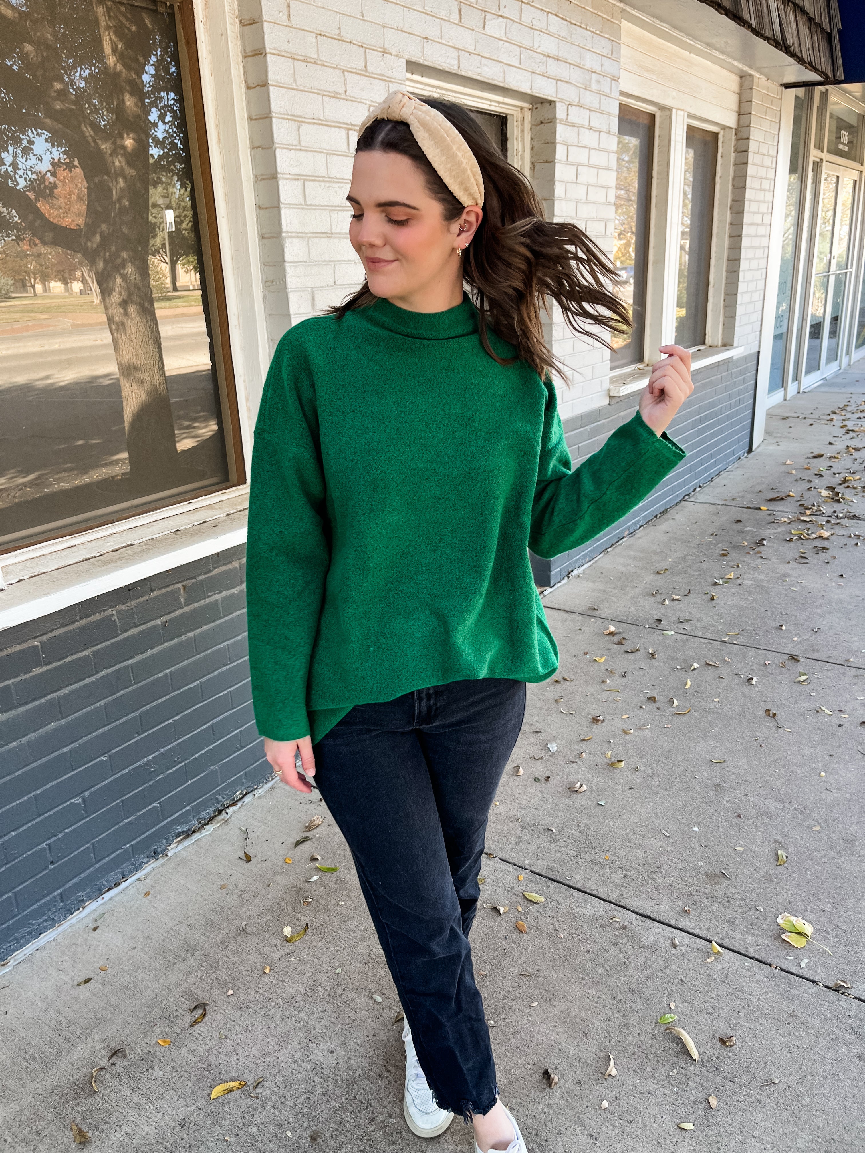 Loose Fit Tunic Sweater- Kelly Green - Buy Now