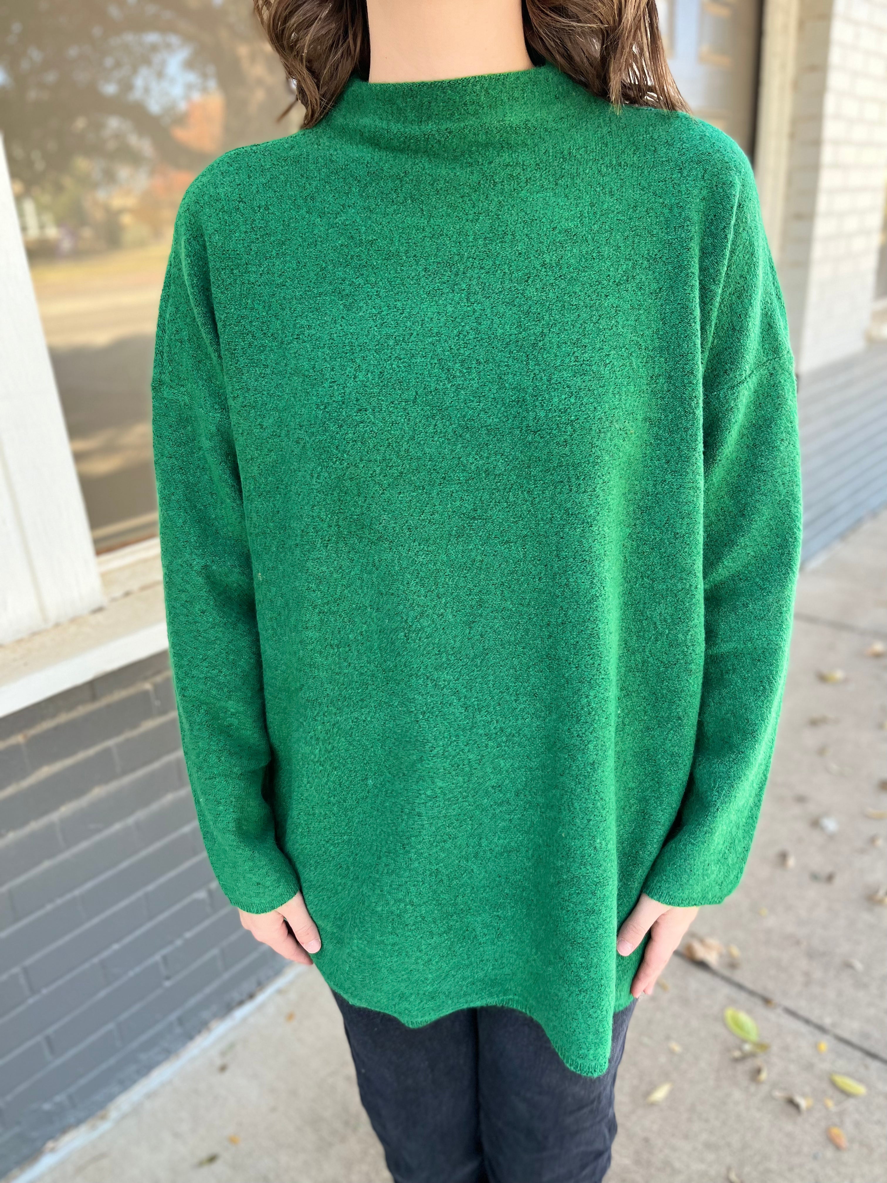 Loose Fit Tunic Sweater- Kelly Green - Buy Now