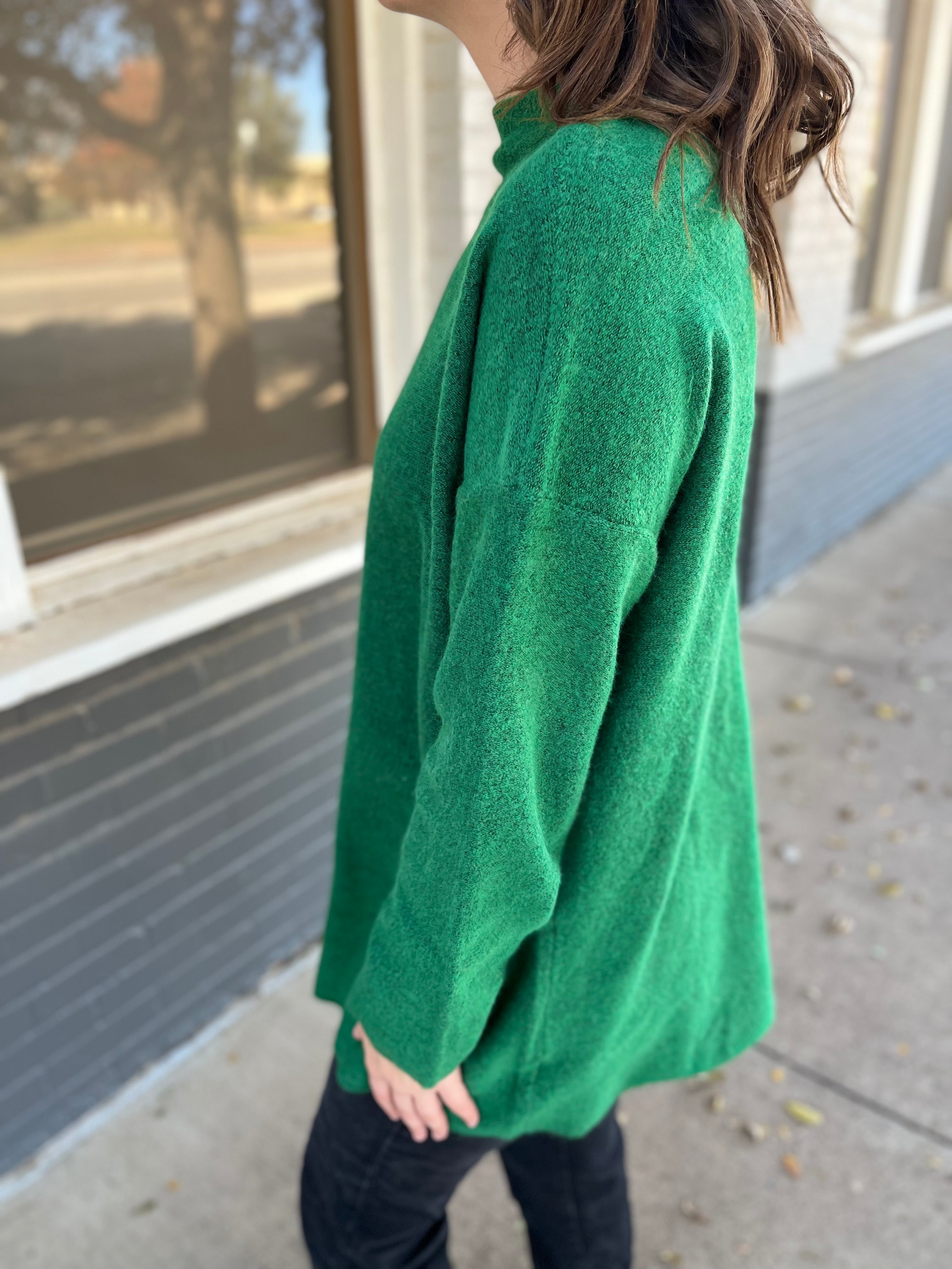 Loose Fit Tunic Sweater- Kelly Green - Buy Now