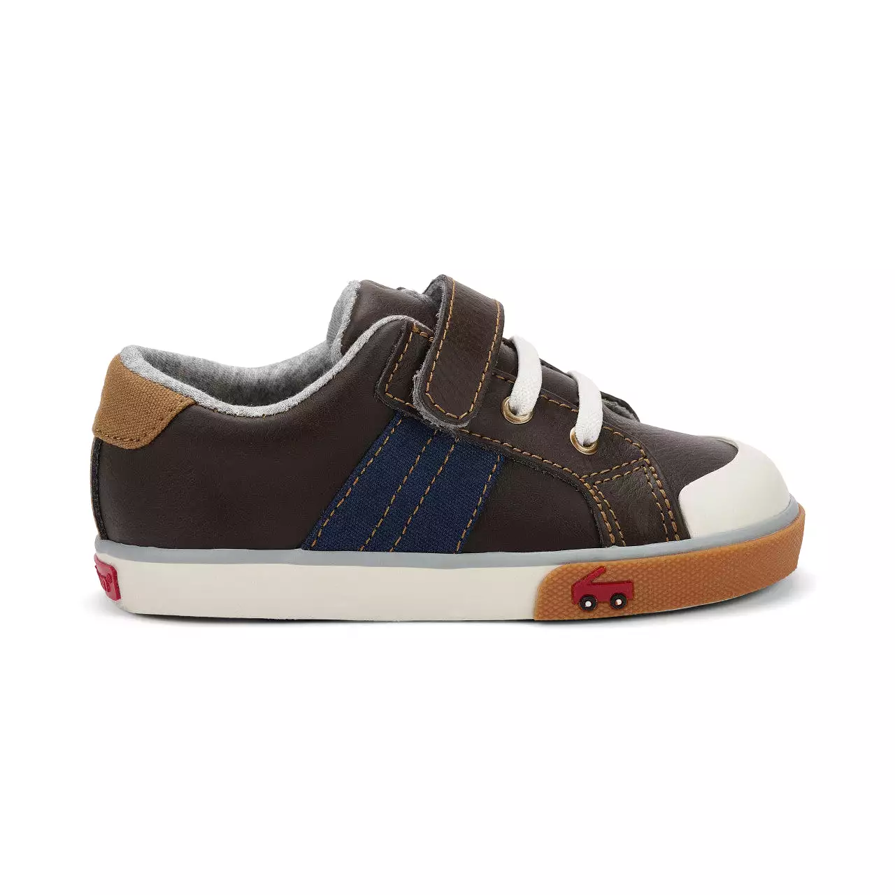 Lucci Kid's Leather Sneaker - Brown/Navy - Best Price Guaranteed!