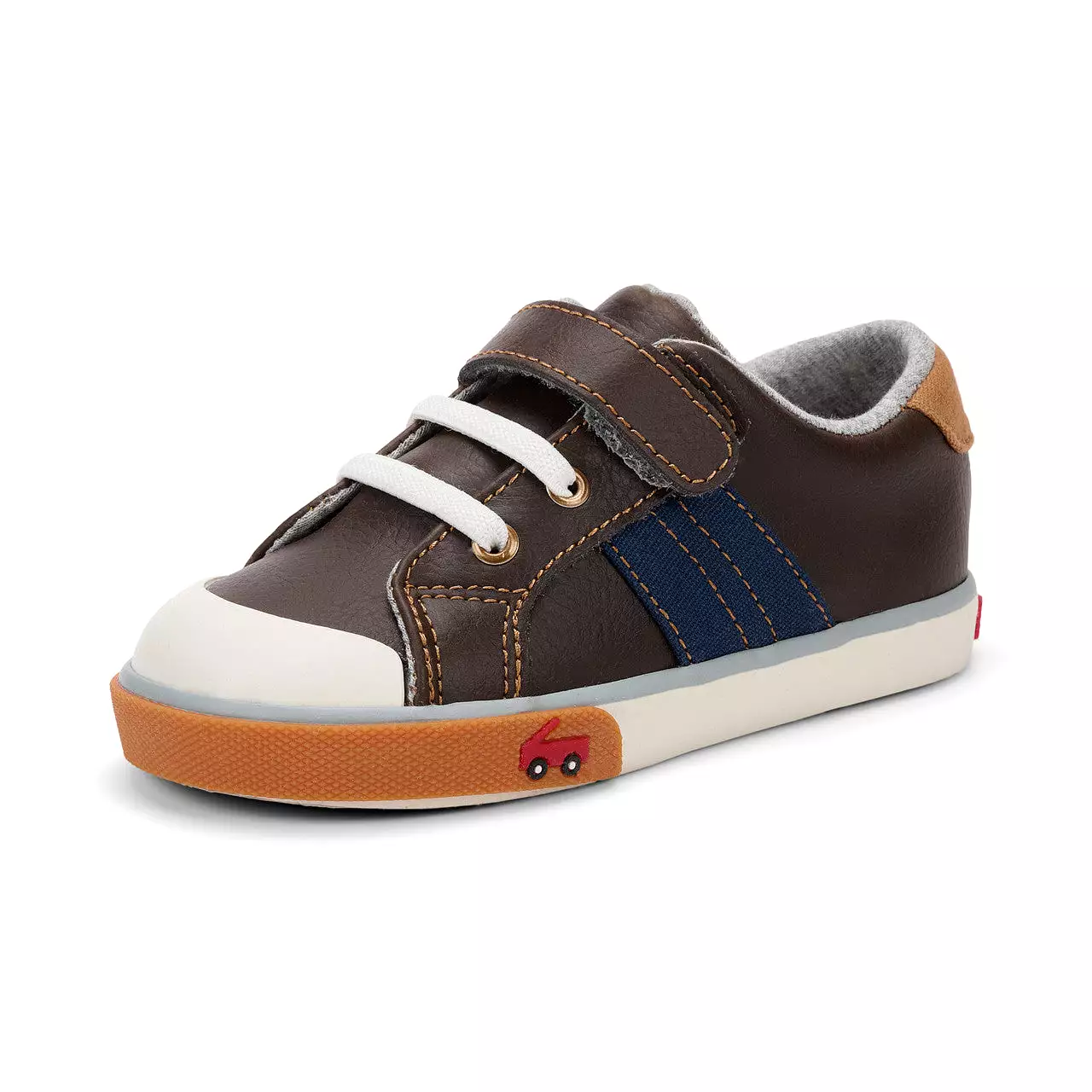 Lucci Kid's Leather Sneaker - Brown/Navy - Best Price Guaranteed!