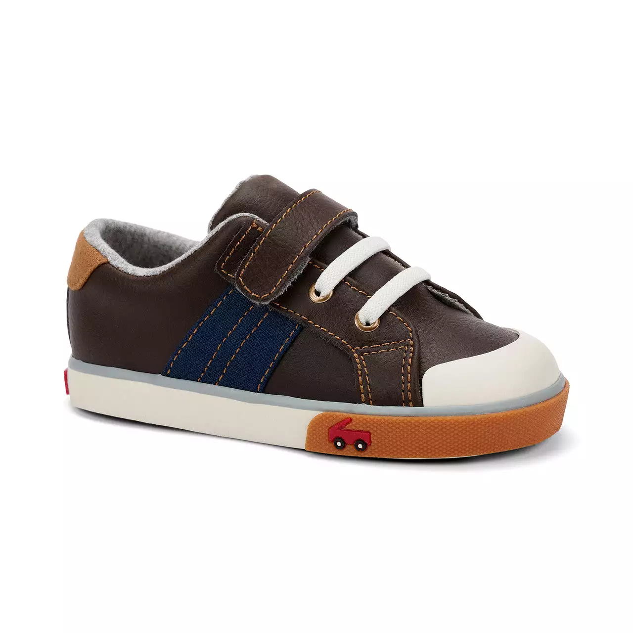 Lucci Kid's Leather Sneaker - Brown/Navy - Best Price Guaranteed!