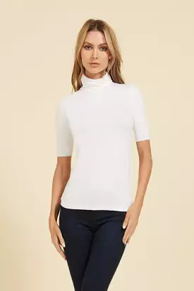 Majestic Blanc Elbow Sleeve Turtleneck