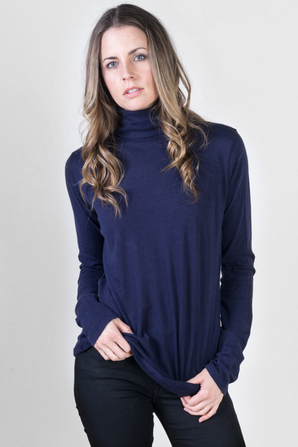 Majestic Cotton Cashmere Turtleneck Marine Navy