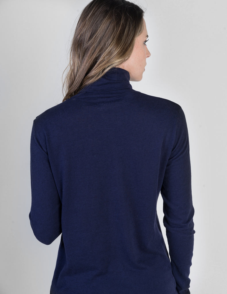 Majestic Cotton Cashmere Turtleneck Marine Navy