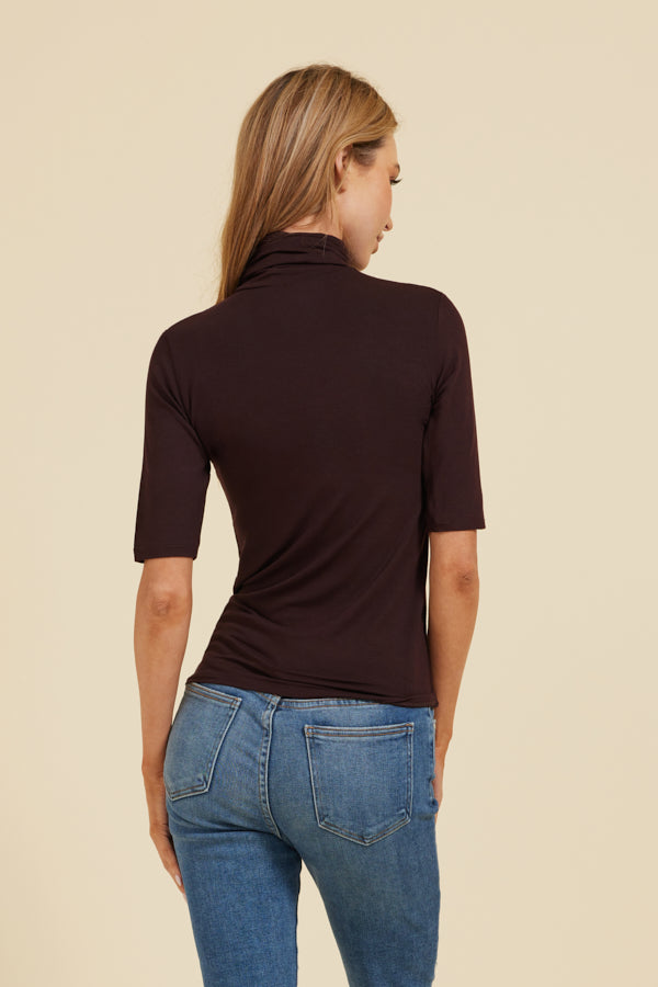 Majestic Elbow Sleeve Turtleneck, Aubergine.