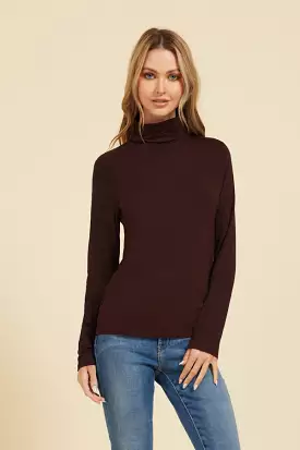 Majestic Long Sleeve Viscose Turtleneck - Aubergine - Buy Now.