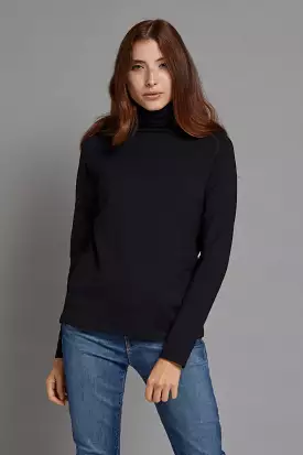 Majestic Luxe Raglan Noir Long Sleeve Turtleneck