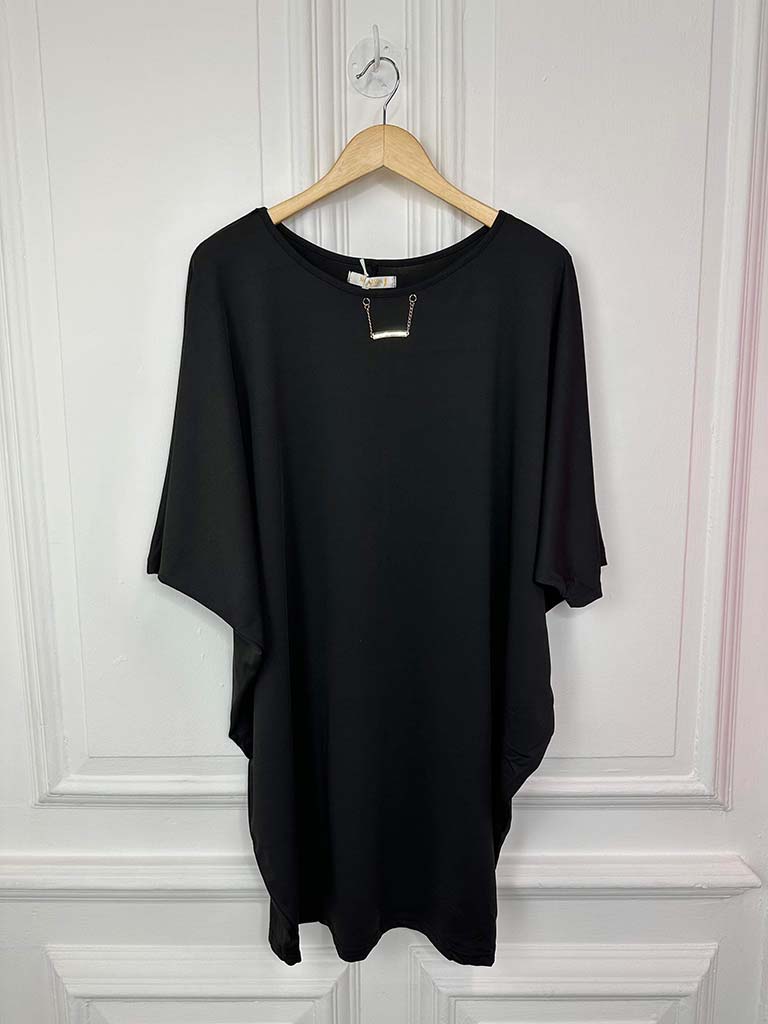 Malissa J Black Chain Detail Batwing Tunic - top-selling fashion item for women.