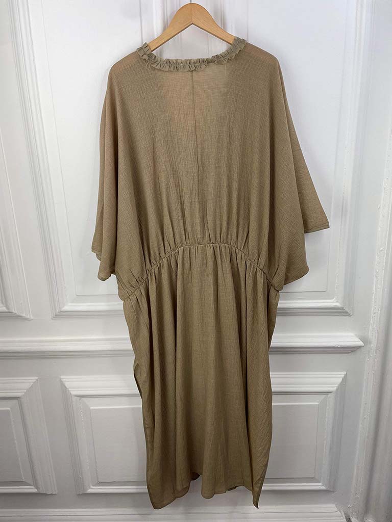 Malissa J Kaftan Dress - Taupe - Split Side