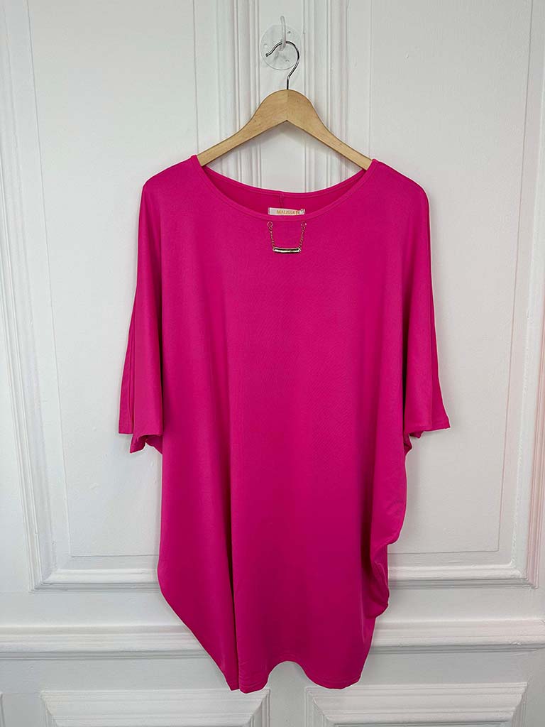 Malissa J Pink Batwing Tunic with Chain Detail