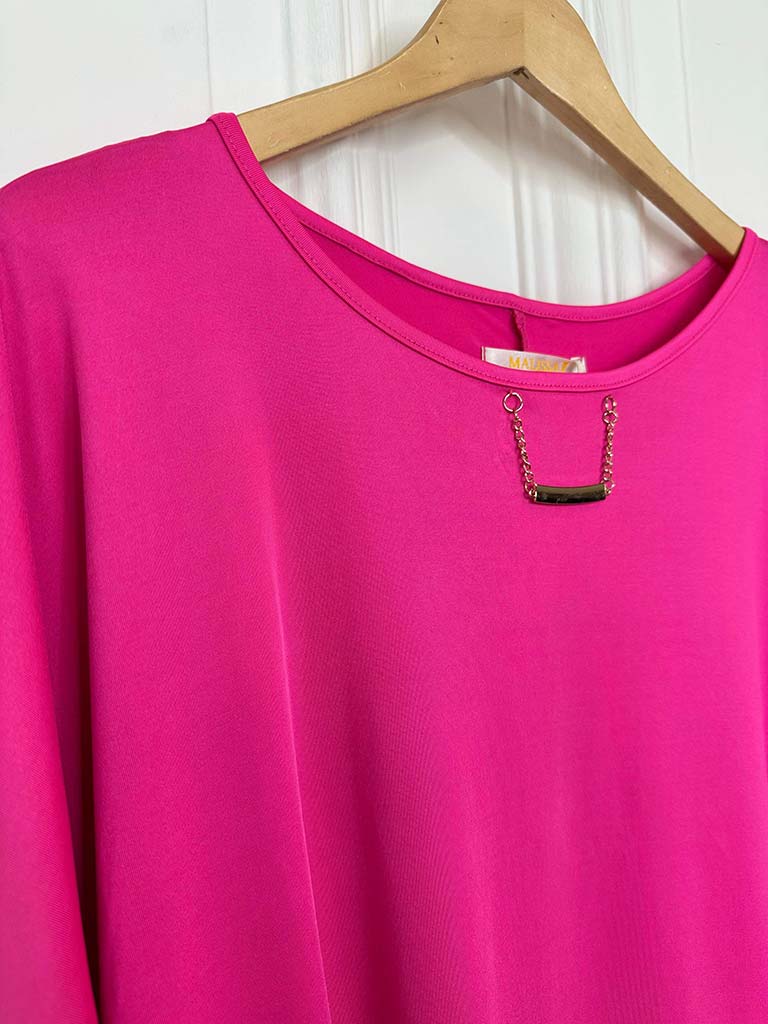 Malissa J Pink Batwing Tunic with Chain Detail