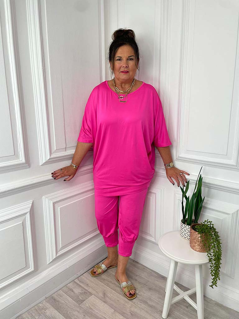 Malissa J Pink Batwing Tunic with Chain Detail