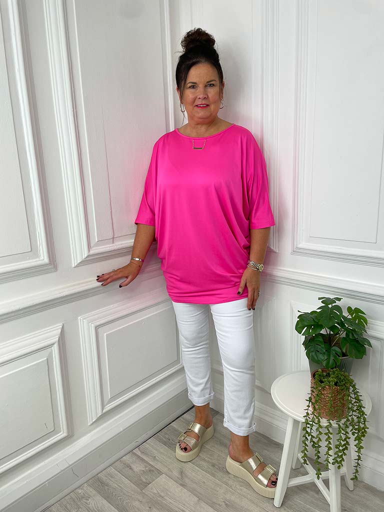 Malissa J Pink Batwing Tunic with Chain Detail