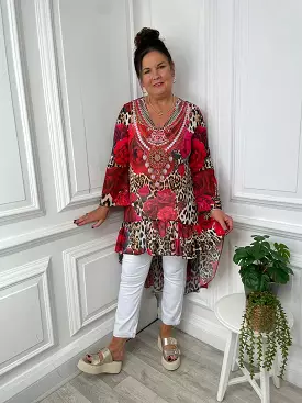 Malissa J Rose & Leopard Embellished Kaftan Tunic